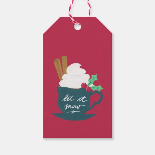 Een kopje Let It Snow Cadeaulabel (Voorkant)