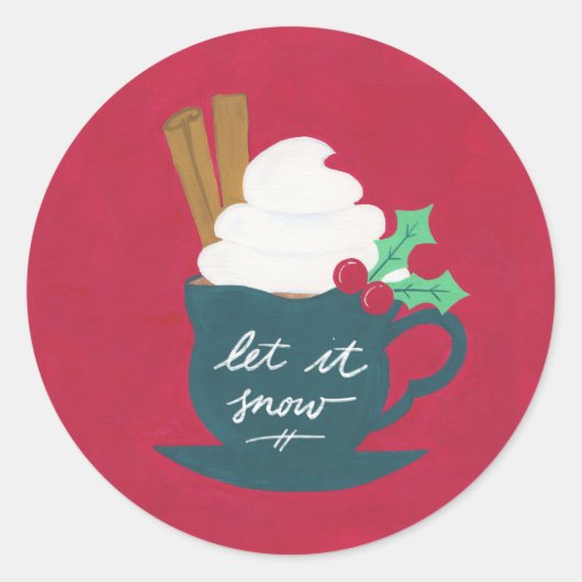 Een kopje Let It Snow Ronde Sticker (Voorkant)