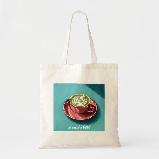 Een kopje matcha latte Schattigee Custom Canvas ta Tote Bag (Voorkant)
