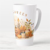 Een kopje met een Halloween pompoen print Latte Mok (Rechterhoek)