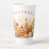 Een kopje met een Halloween pompoen print Latte Mok (Voorkant)