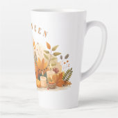Een kopje met een Halloween pompoen print Latte Mok (Rechts)