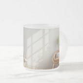 Een kopje met een uitzicht van de woonkamer van he matglas koffiemok (Voorkant rechts)