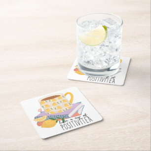 Een kopje positieve quote kartonnen onderzetters
