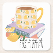Een kopje positieve quote kartonnen onderzetters (Voorkant)