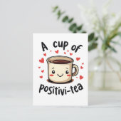 Een kopje Positivi-Tea Grappige Schattigee Theelie Briefkaart (Staand voorkant)