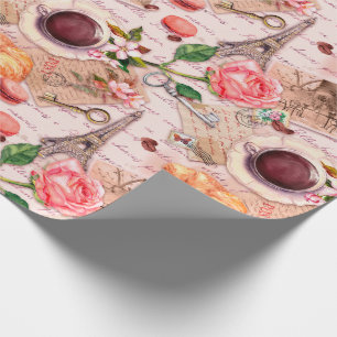 Een kopje thee en oude letters  Frans Cadeaupapier