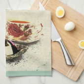 Een kopje thee en snoepjes met citaat theedoek (Quarter Fold)