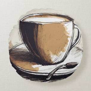 Een kopje thee tekening rond kussen