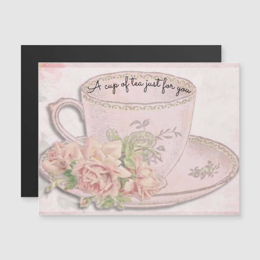 Een kopje thee voor Moederdag Roze magneetkaart (Voorkant / Achterkant)