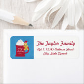 Een kopje vrolijk kerstfeest etiket (Insitu)