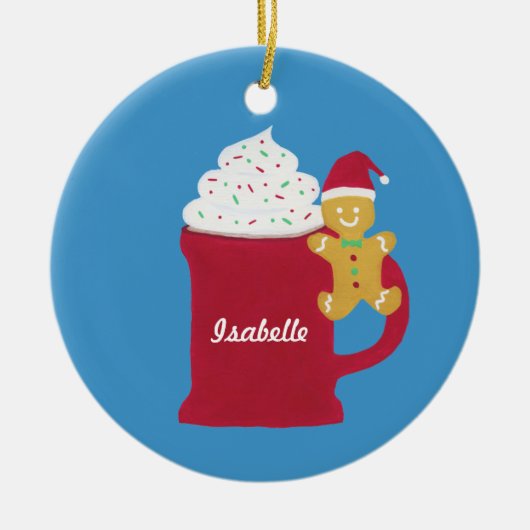 Een kopje vrolijk kerstfeest keramisch ornament (Voorkant)