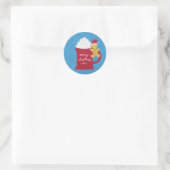Een kopje vrolijk kerstfeest ronde sticker (Tas)