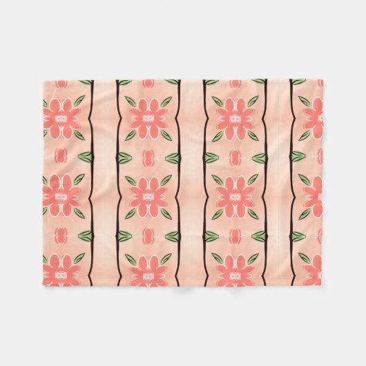 Een  koraalbloemenprint fleece deken (Voorkant (Horizontaal))