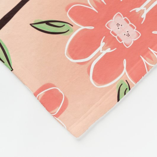 Een  koraalbloemenprint fleece deken (Hoek)