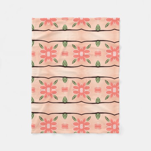 Een  koraalbloemenprint fleece deken (Voorkant)