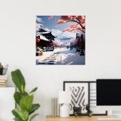 Een Koreaanse Sneeuwstraat Poster (Thuiskantoor)