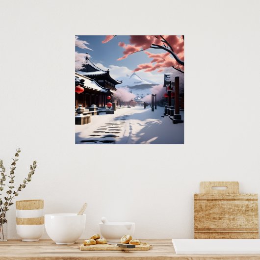 Een Koreaanse Sneeuwstraat Poster (Keuken)