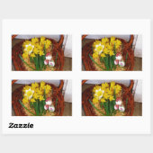 Een korf van gele diaffodils en paasgriep rechthoekige sticker (Vel)