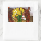 Een korf van gele diaffodils en paasgriep rechthoekige sticker (Tas)