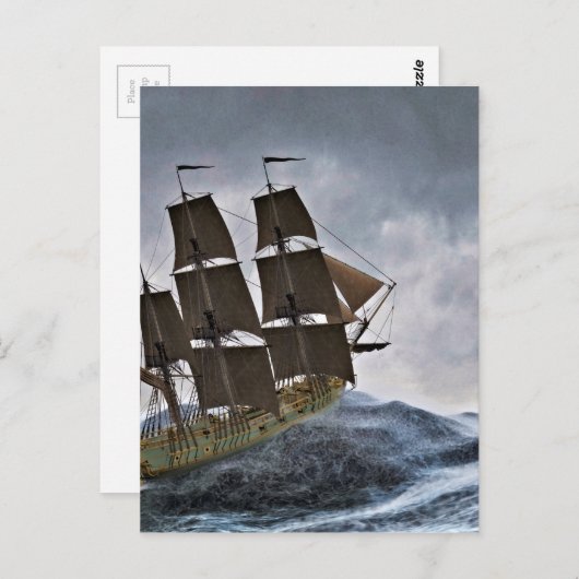 Een korvet dat in een Storm wordt verscheept Briefkaart (Voorkant / Achterkant)
