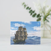 Een korvet dat op een kalm-dag naar beneden gaat briefkaart (Staand voorkant)