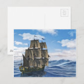 Een korvet dat op een kalm-dag naar beneden gaat briefkaart (Voorkant / Achterkant)