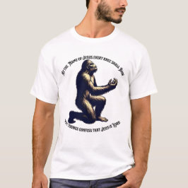 Een kosmische Openbaring Bigfoot die Jezus aanbidt T-shirt