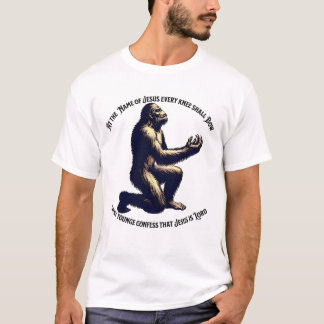 Een kosmische Openbaring Bigfoot die Jezus aanbidt T-shirt