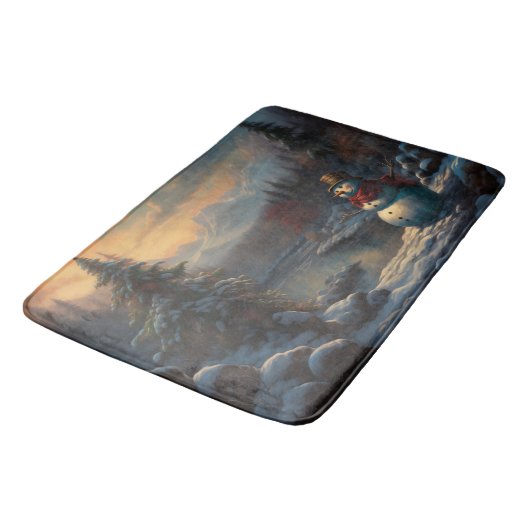 Een koude ontvangst | Jolly Sneeuwman Kerstmis Badmat (Gekanteld)