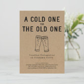 Een koude voor de oude Bier Birthday Party Kaart (Staand voorkant)