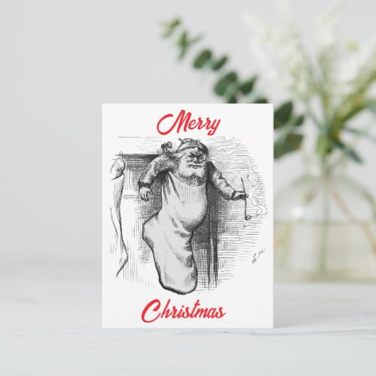 Een kous vol (1879) door Thomas Nast.  Feestdagenkaart (Staand voorkant)