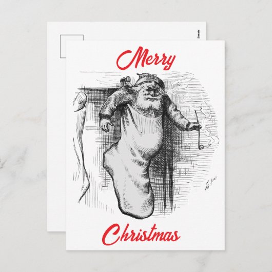 Een kous vol (1879) door Thomas Nast. Feestdagenkaart (Voorkant / Achterkant)