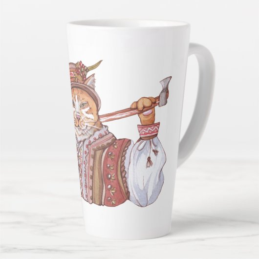 Een kozakkenkat in traditionele klederdracht latte mok (Rechterhoek)