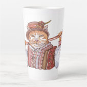 Een kozakkenkat in traditionele klederdracht latte mok (Voorkant)