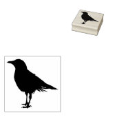 Een kraai die in silhouet staat rubberstempel (Gestempeld)
