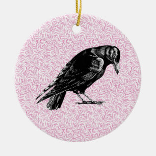 Een kraai of raaf Halloween Roze en Zwart Keramisch Ornament