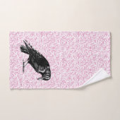 Een kraai of Raven Halloween Roze en Zwart Bad Handdoek (Handdoek)
