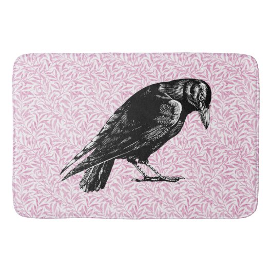 Een kraai of Raven Halloween Roze en Zwart Badmat (Voorkant)