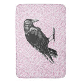 Een kraai of Raven Halloween Roze en Zwart Badmat (Voorkant Verticaal)