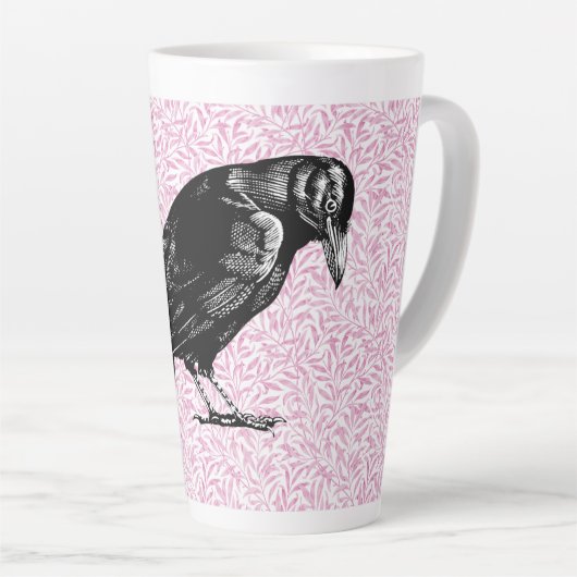 Een kraai of Raven Halloween Roze en Zwart Latte Mok (Rechterhoek)