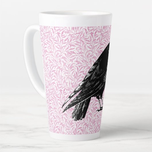 Een kraai of Raven Halloween Roze en Zwart Latte Mok (Linkerhoek)
