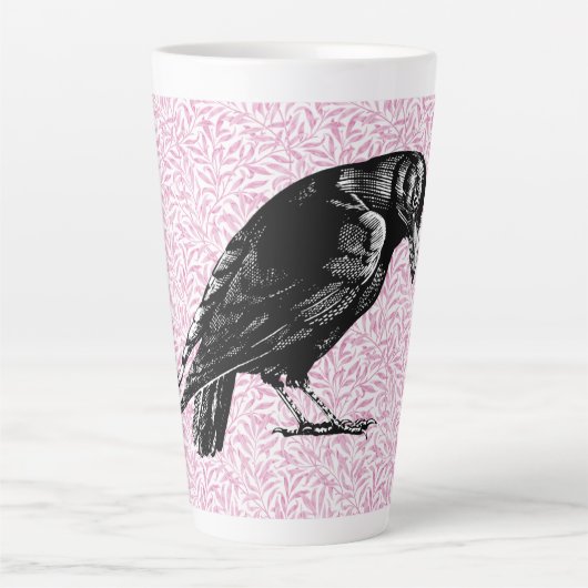 Een kraai of Raven Halloween Roze en Zwart Latte Mok (Voorkant)
