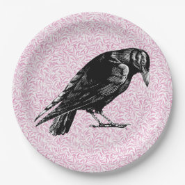 Een kraai of Raven Halloween Roze en Zwart Papieren Bordje
