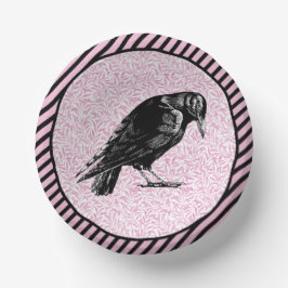 Een kraai of Raven Halloween Roze en Zwart Papieren Kommen