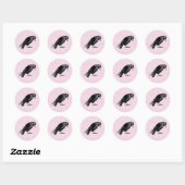 Een kraai of Raven Halloween Roze en Zwart Ronde Sticker (Vel)