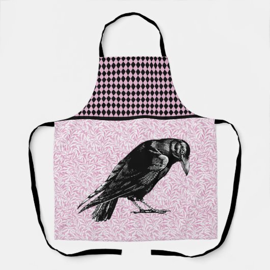 Een kraai of Raven Halloween Roze en Zwart Schort (Voorkant)
