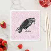 Een kraai of Raven Halloween Roze en Zwart Servet (Insitu)