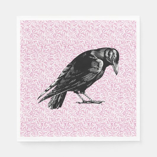 Een kraai of Raven Halloween Roze en Zwart Servet (Voorkant)