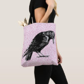 Een kraai of Raven Halloween Roze en Zwart Tote Bag (Dichtbij)